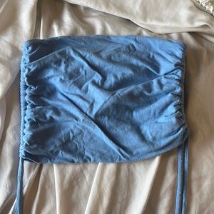 Blue strapless crop top